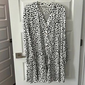 LANREMON Dress White and Black Size L
